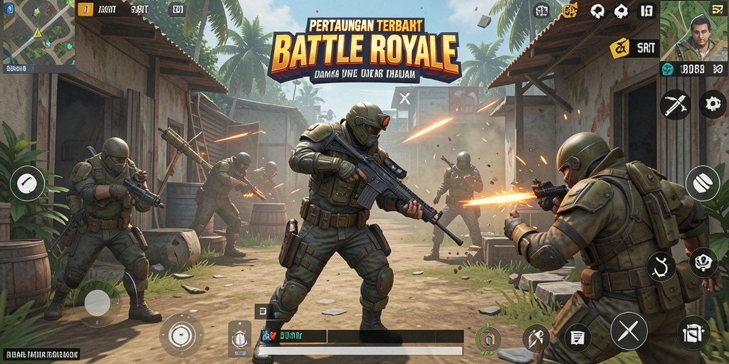 Tampilan menarik dari gameplay Battle Royale di 5RT.