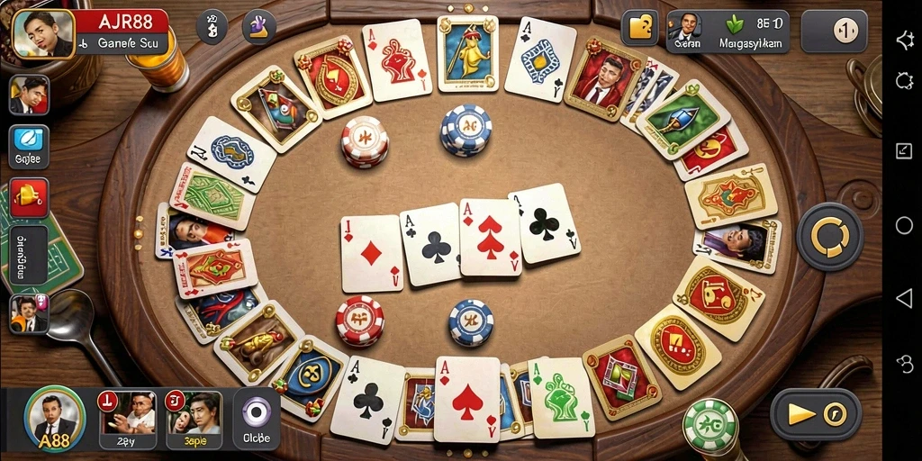 Tangkapan layar menunjukkan gameplay seru AJR88 Gaple.