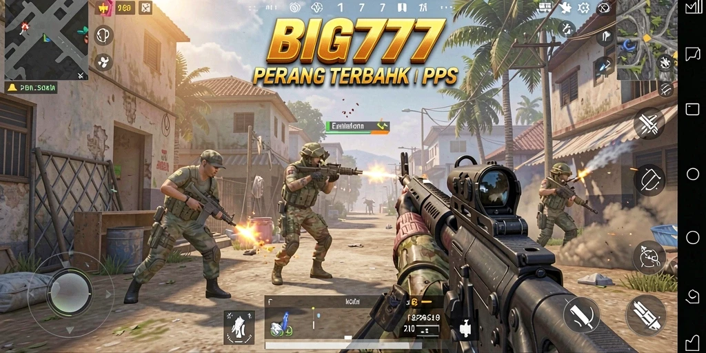 Tampilan gameplay mendebarkan dari BIG777 dalam pertempuran FPS.