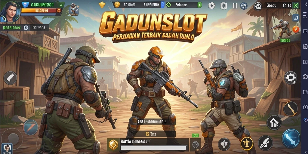Tampilan aksi mendebarkan dalam permainan GADUNSLOT dengan pemain bertarung sengit.