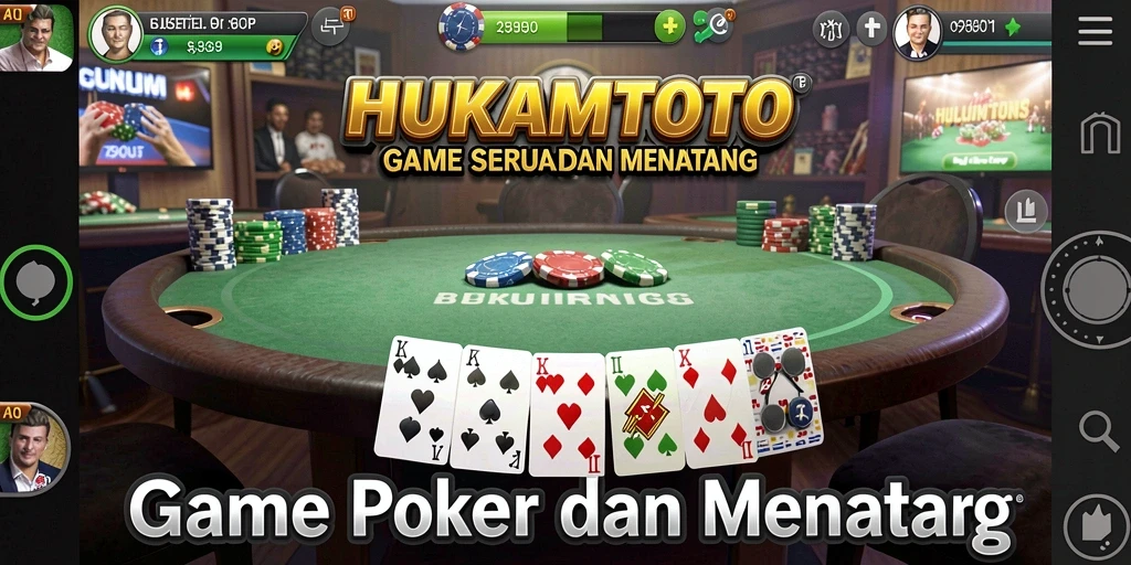 Tampilan screenshot HUKUMTOTO menunjukkan gameplay Poker yang seru.