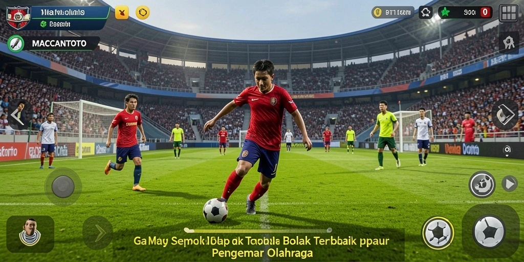 Tampilan pertandingan dalam game sepak bola yang menarik.
