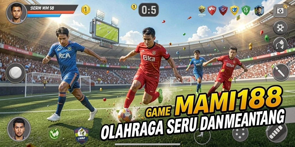Screenshot gameplay MAMI188 menampilkan aksi olahraga yang intens.