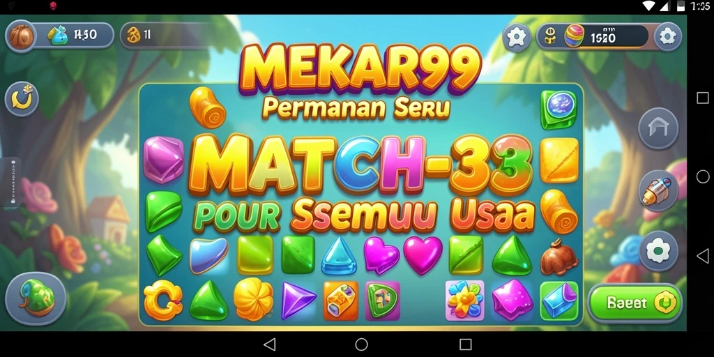 Gameplay seru dalam MEKAR99 dengan tantangan Match-3.