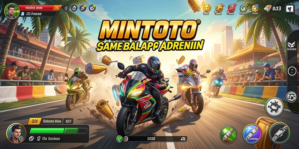 Screenshot MINTOTO menampilkan aksi balap yang mendebarkan.