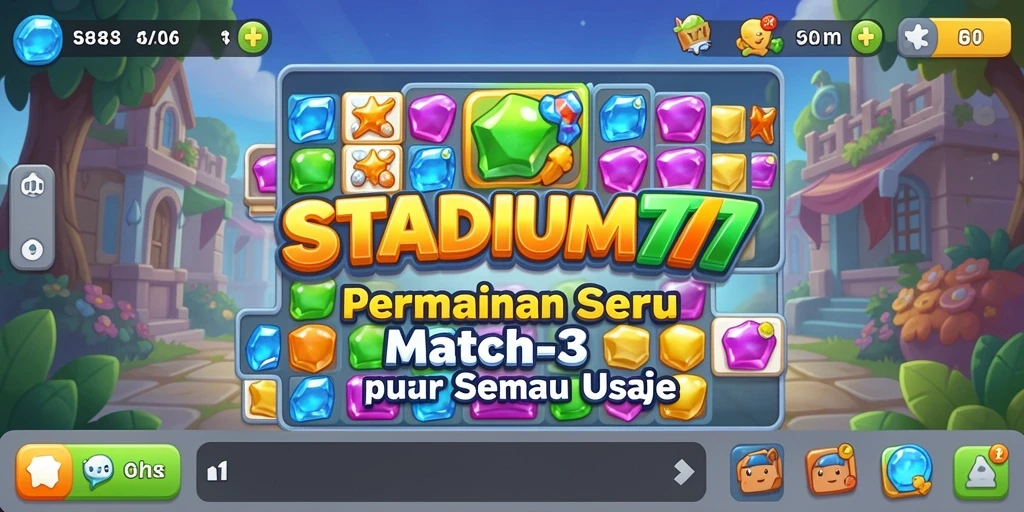 Gameplay Match-3 yang seru dan penuh warna di STADIUM77.