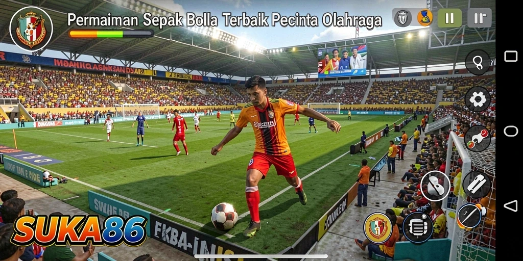 Tampilan aksi permainan sepak bola yang mendebarkan di SUKA86.