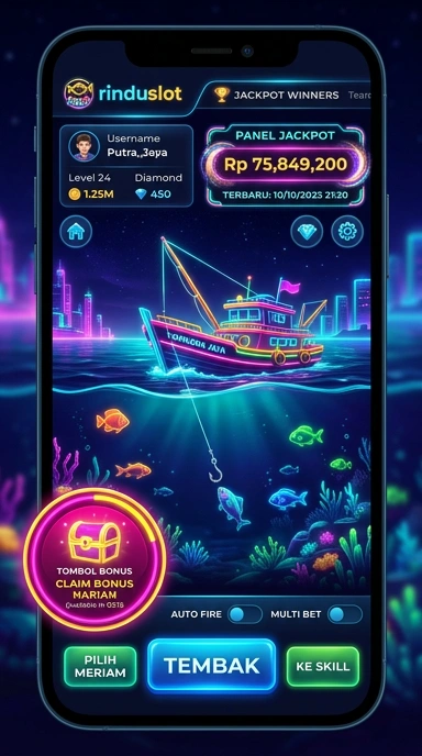 Screenshot aplikasi rinduslot dengan berbagai kategori yang tersedia.